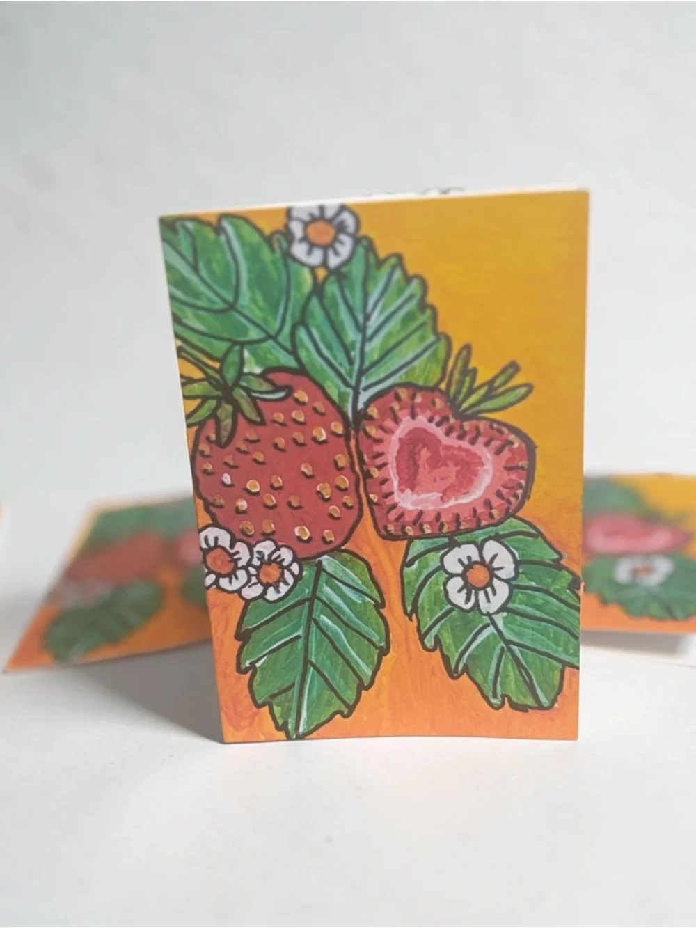 Sweet Strawberry Heart Greeting Cards Set – 4x6 Blank Note Cards